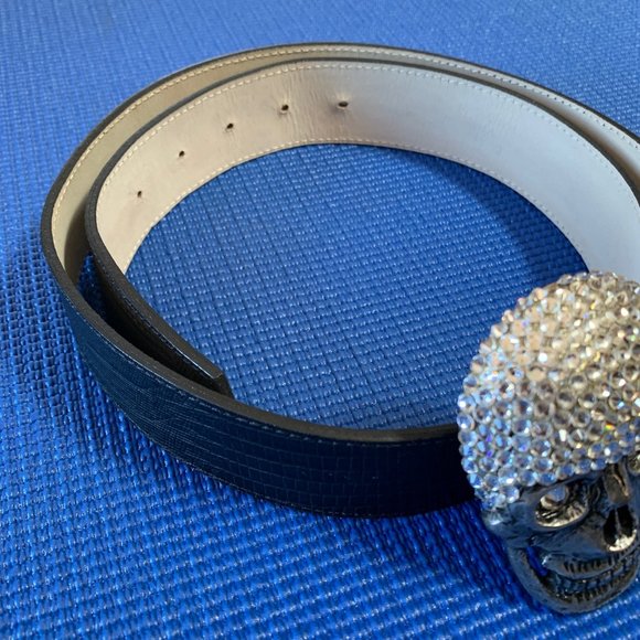 LEATHER ROCK SKULL AND CRYSTAL SIZE 34 BELT main image 6